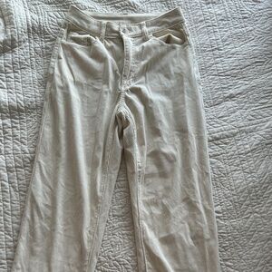 White Corduroy Straight Leg Pants